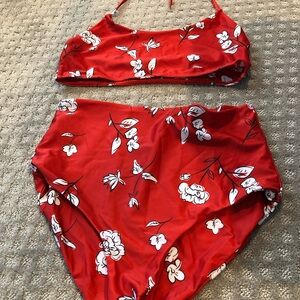 ASOS Red Floral Bikini Set